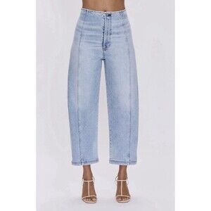 Pistola Blair High Waist Crop Barrel Jeans  Size 26 Pristine Light Wash  Denim